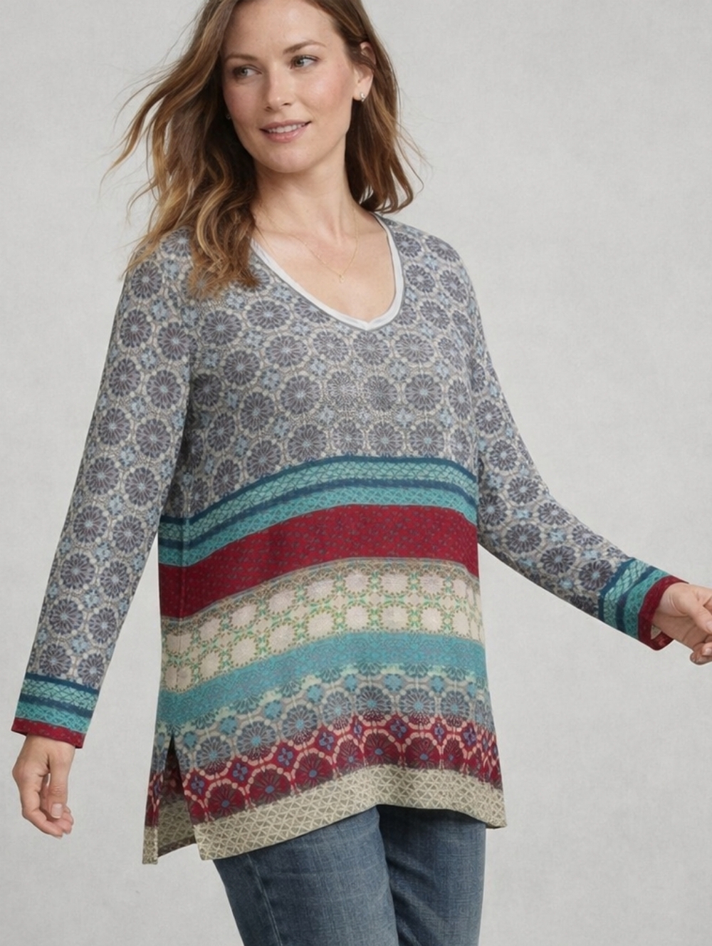 Johnny Was Multicolor Patterned Women's Top‎ Medium